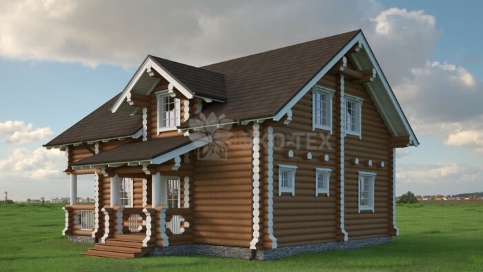Проект дома Подмосковная сказка-1 оцилиндрованное бревно