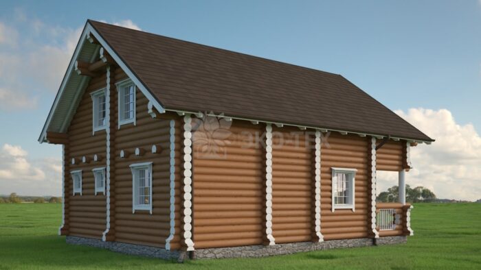 Проект дома Подмосковная сказка-1 оцилиндрованное бревно