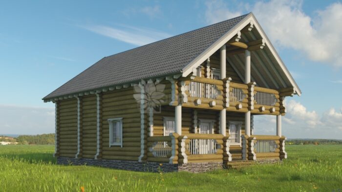 Проект дома Подмосковная сказка-2 оцилиндрованное бревно