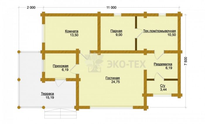 Проект бани Серпухов оцилиндрованное бревно