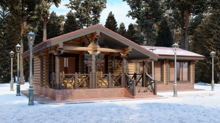 Проект бани Шишкин лес оцилиндрованное бревно