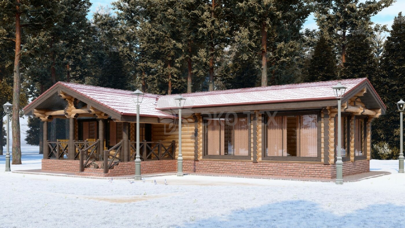 Проект бани Шишкин лес оцилиндрованное бревно