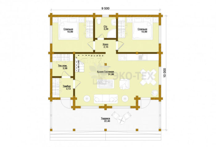 Проект дома Синдика клееный брус планировка