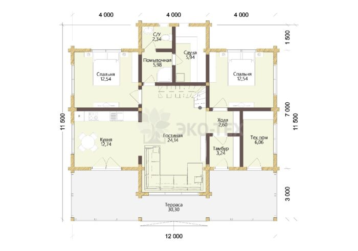 Дом из клееного бруса Скандинавия