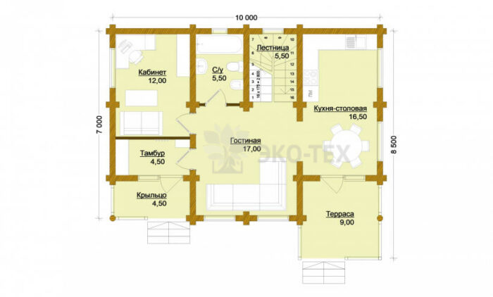 Проект дома Солнцево оцилиндрованное бревно планировка