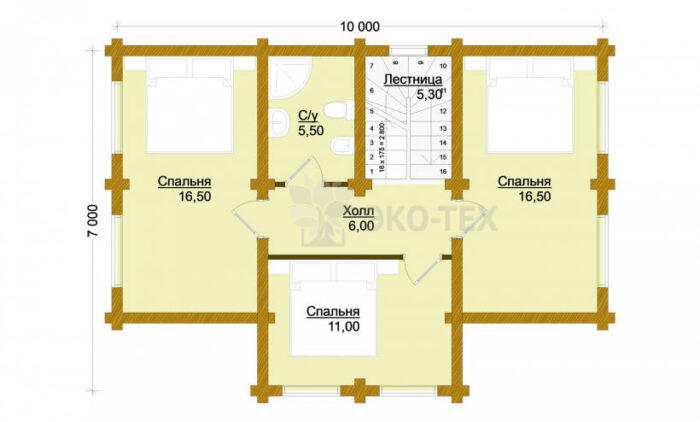 Проект дома Солнцево оцилиндрованное бревно планировка