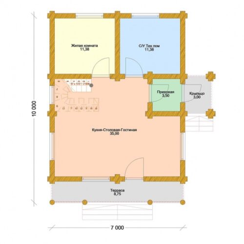 Проект дома Заречье оцилиндрованное бревно планировка