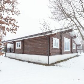 Эко-тех дом Талдом ,оцилиндрованное бревно, строительство и отделка фото