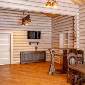 Эко-тех дом Талдом ,оцилиндрованное бревно, строительство и отделка фото