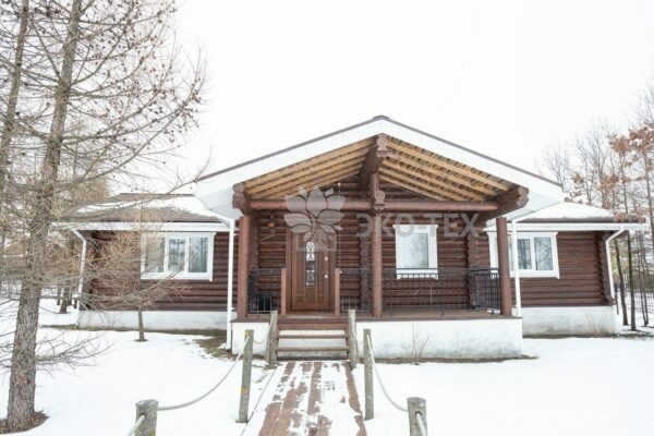 Эко-тех дом оцилиндрованное бревно, строительство и отделка фото