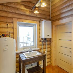 Эко-тех дом оцилиндрованное бревно, строительство и отделка фото