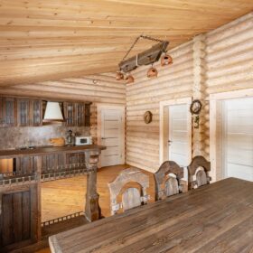 Эко-тех дом с баней,оцилиндрованное бревно, строительство и отделка фото