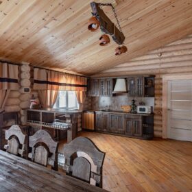 Эко-тех дом с баней,оцилиндрованное бревно, строительство и отделка фото