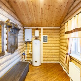 Эко-тех дом с баней,оцилиндрованное бревно, строительство и отделка фото