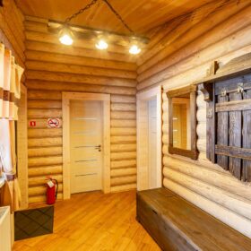 Эко-тех дом с баней,оцилиндрованное бревно, строительство и отделка фото