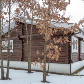 Эко-тех дом с баней,оцилиндрованное бревно, строительство и отделка фото