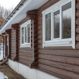 Эко-тех дом с баней,оцилиндрованное бревно, строительство и отделка фото