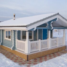 Эко-тех проект бани Сказка оцилиндрованное бревно