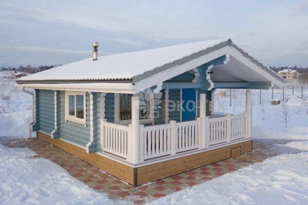 Эко-тех проект бани Сказка оцилиндрованное бревно