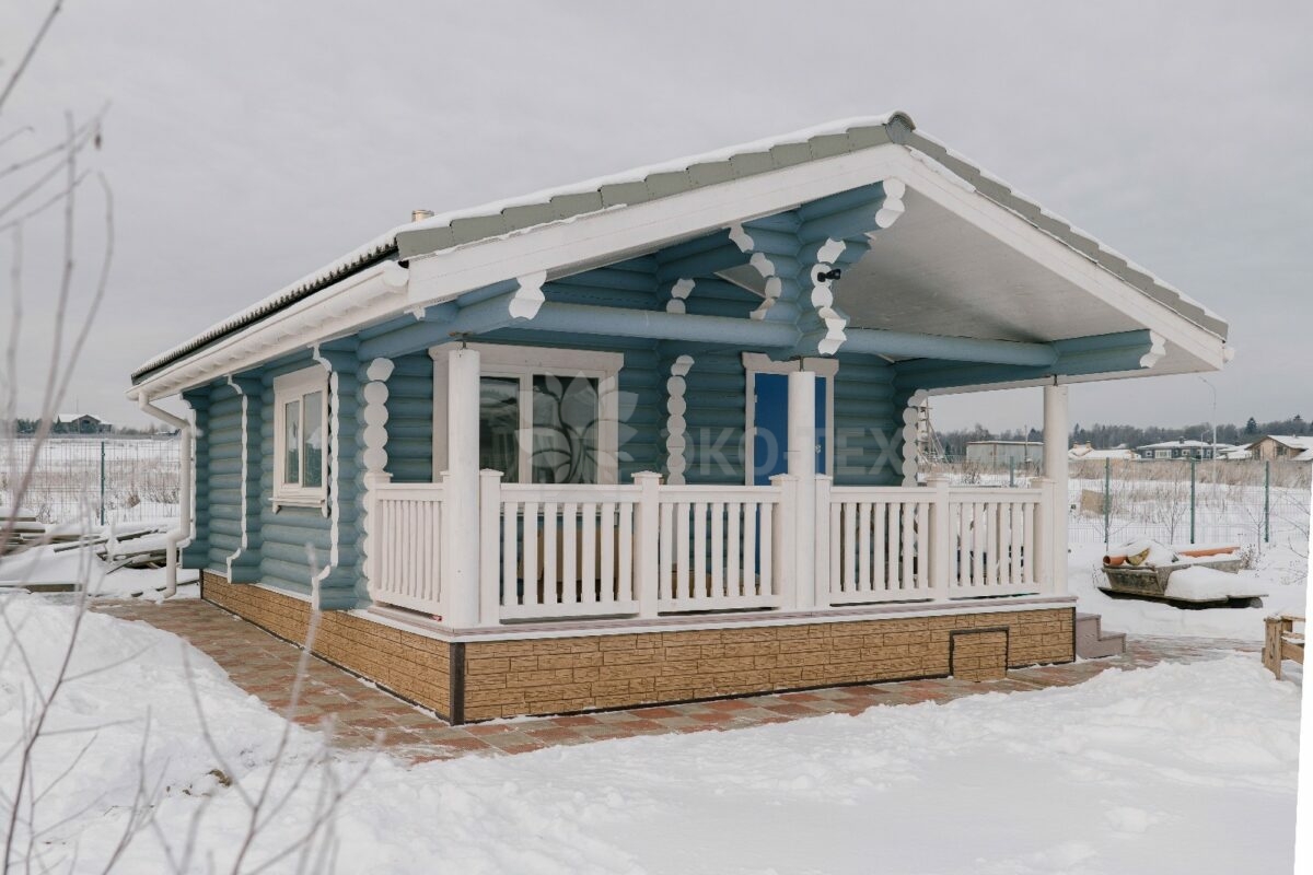 Эко-тех проект бани Сказка оцилиндрованное бревно