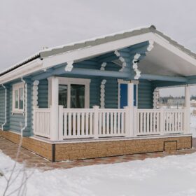 Эко-тех проект бани Сказка оцилиндрованное бревно