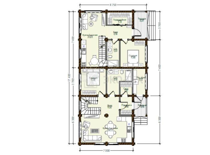 Дом из оцилиндрованного бревна Мастер и Маргарита