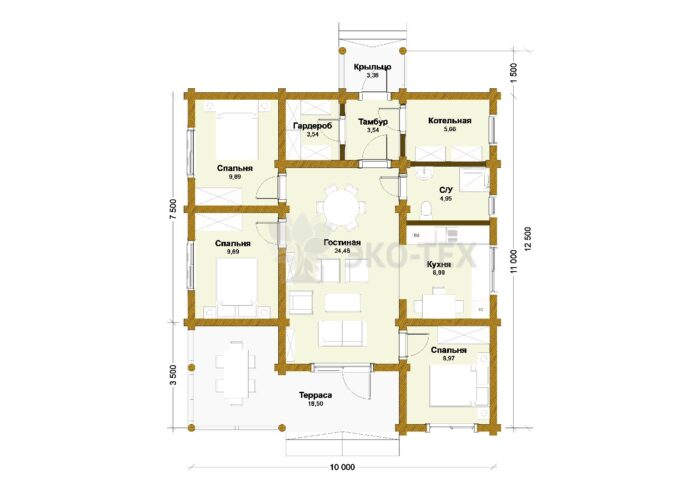 Дом из оцилиндрованного бревна Тула