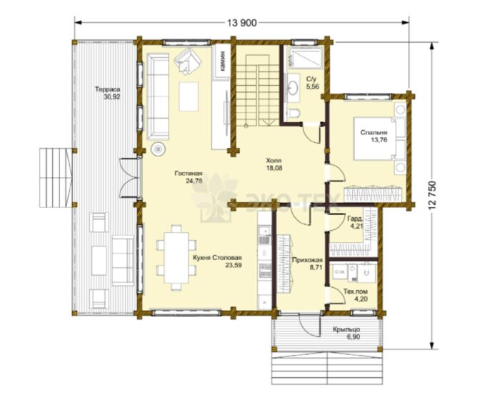 Дом из клееного бруса Кубик