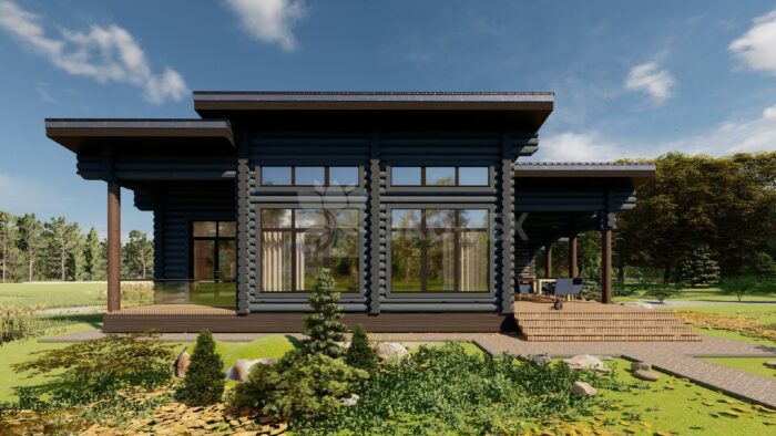 Баня из оцилиндрованного бревна Фили