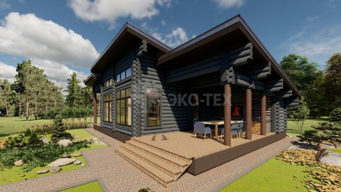 Баня из оцилиндрованного бревна Фили