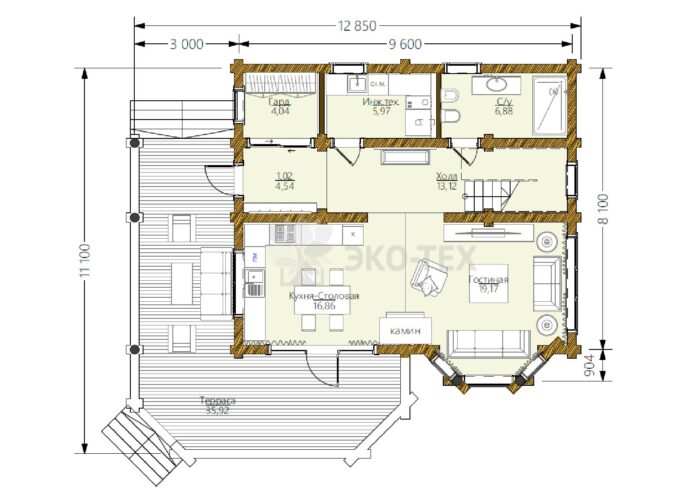 Дом из оцилиндрованного бревна Журавли