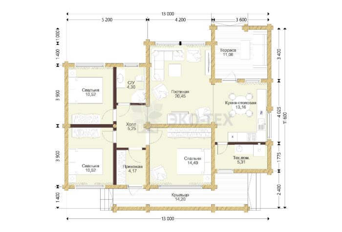 Дом из оцилиндрованного бревна Муром