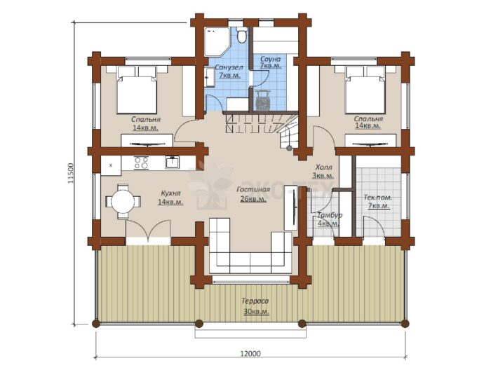 Дои из рубленного бревна Котка
