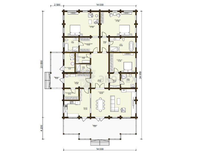 Дои из оцилиндрованного бревна Усадьба