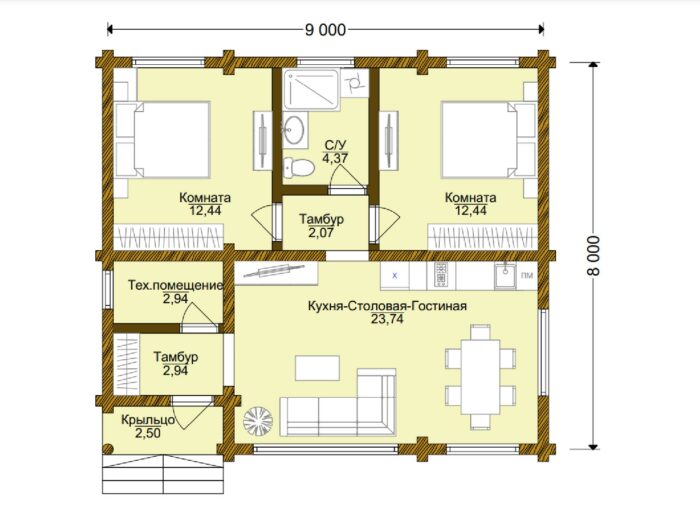 Дом из оцилиндрованного бревна Клин