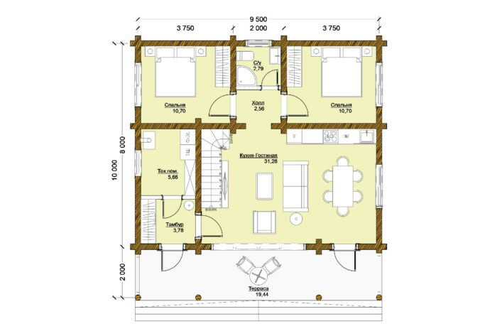 Дом из оцилиндрованного бревна Владимир