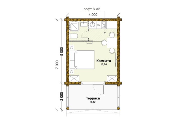 Дом из оцилиндрованного бревна Глемпинг-35