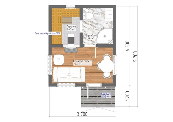 Каркасная баня Одуванчик